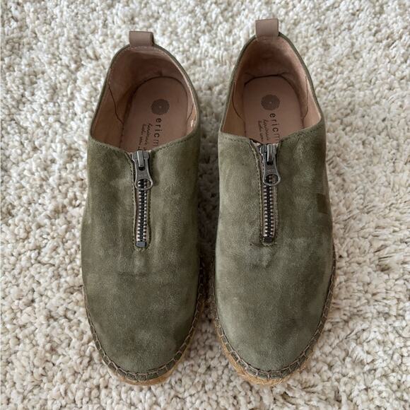 Eric Michael Serena Olive Green Suede Platform Espadrille Women’s Size 37 - Picture 2 of 9